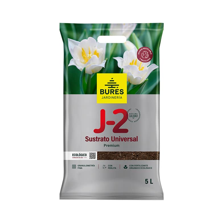 turba Sphagnum y perlita. Este sustrato contiene fertilizante orgánico ecológico NPK 8-3-3 en formato pellet